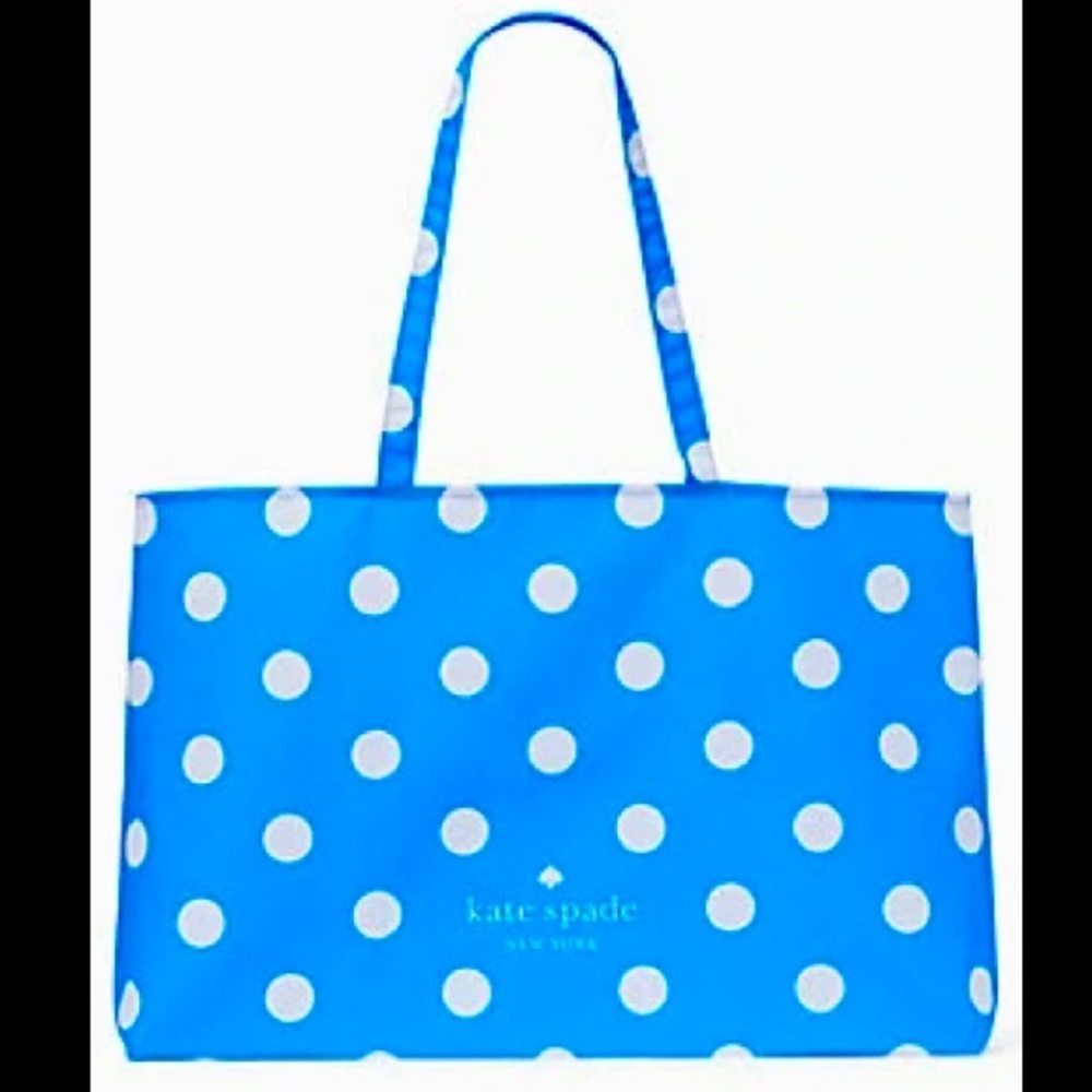 kate spade blue & white polka dot tote bag
